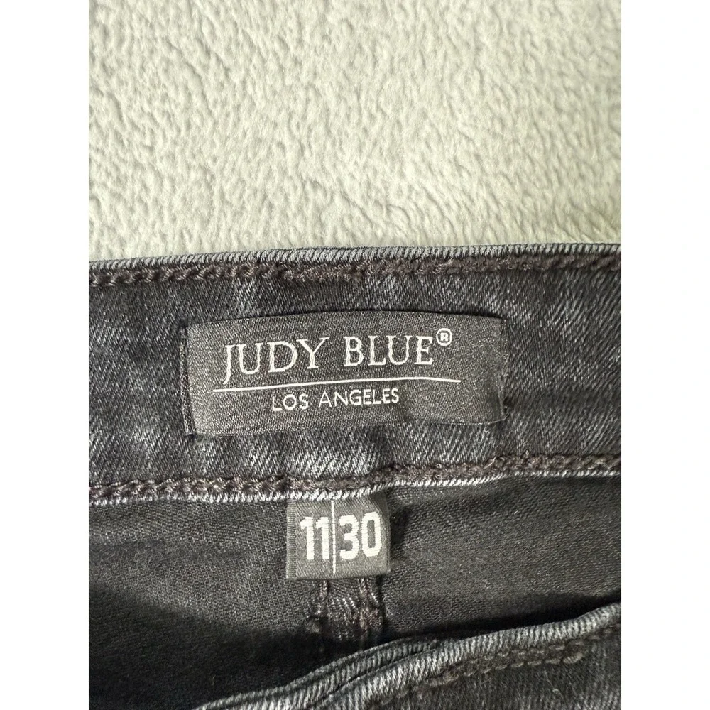 Judy Blue‎ Jeans Womens 11/30 Black Destroyed Mid Rise Skinny